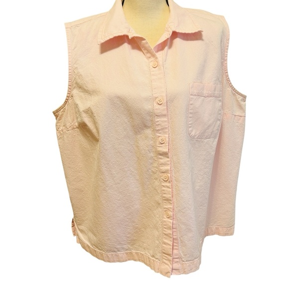 Jones NY Vintage Button Front Blouse Light Pink Cotton Sleeveless Plus size 18W - Picture 1 of 15